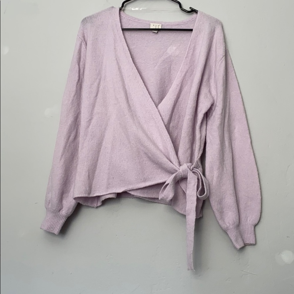 A New Day faux lavender wrap sweater